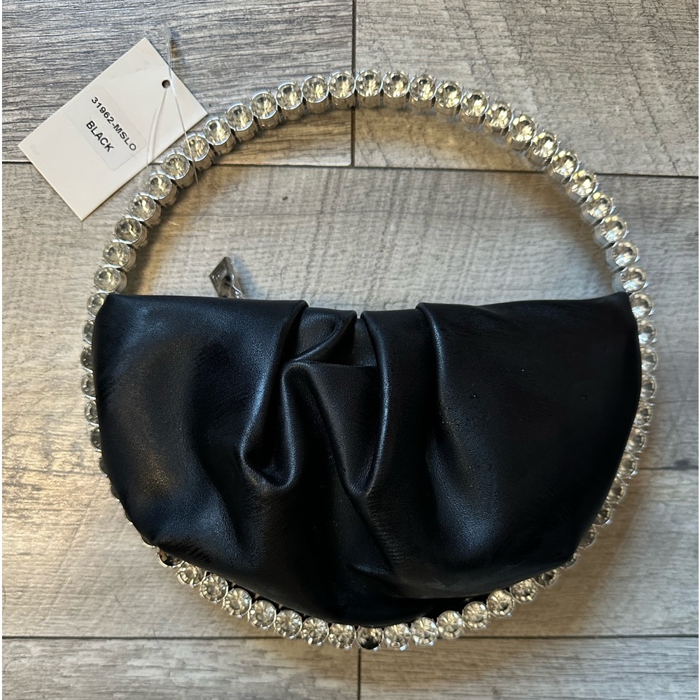 Black hand bag with silver embellishments